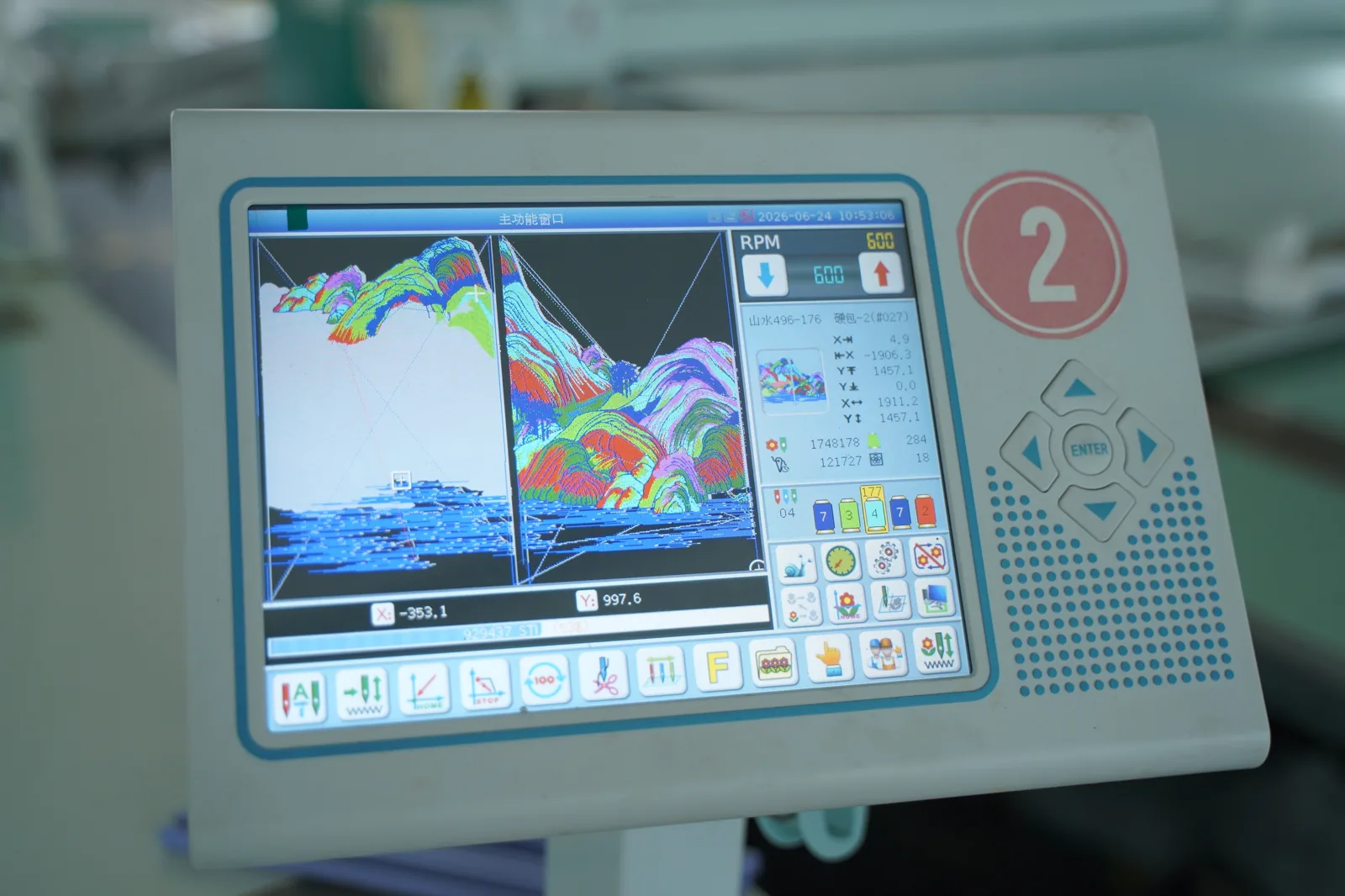 Digital embroidery control screen