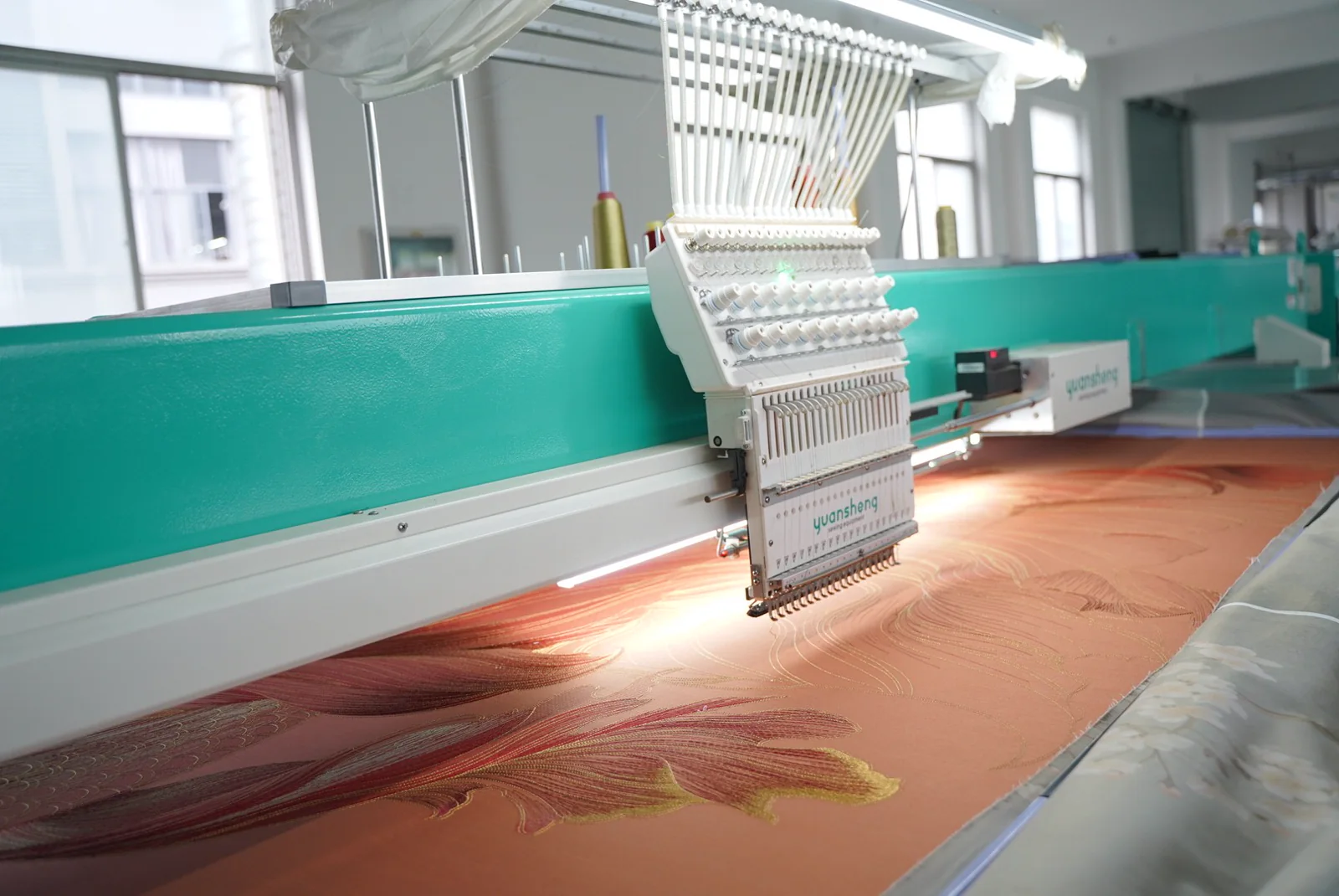 Large-format fabric embroidery production